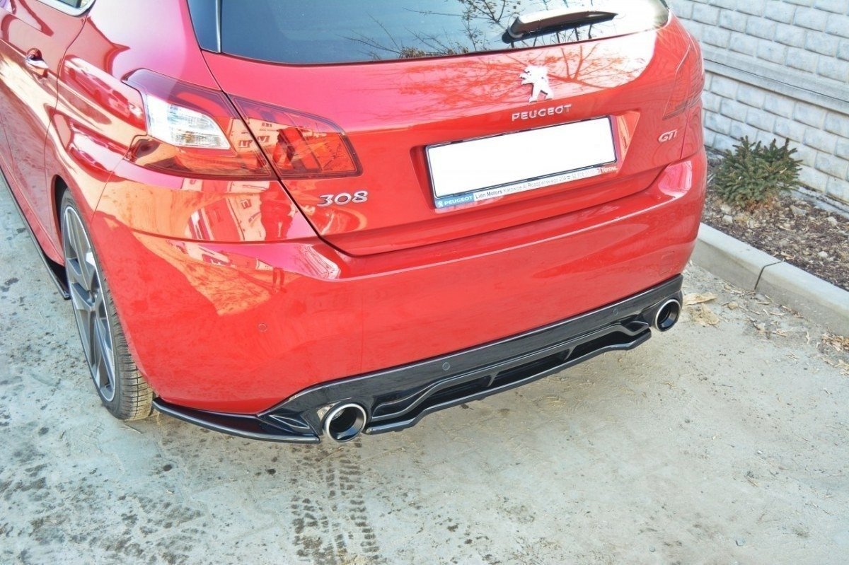 CENTRAL REAR SPLITTER PEUGEOT 308 II GTI (with vertical bars)