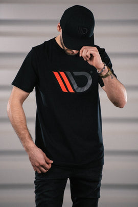 Black T-shirt with red logo - 0