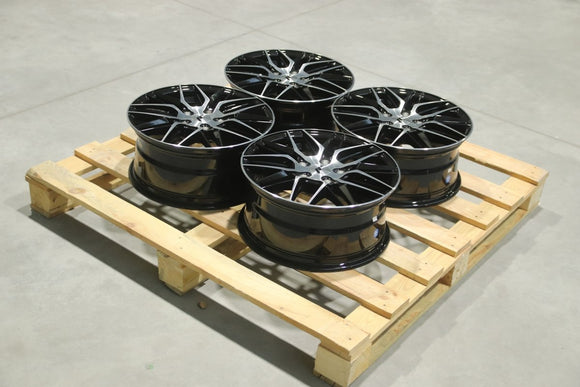 Set of JR28 16x7 ET40 5x114,3 Gloss Black Machined Face