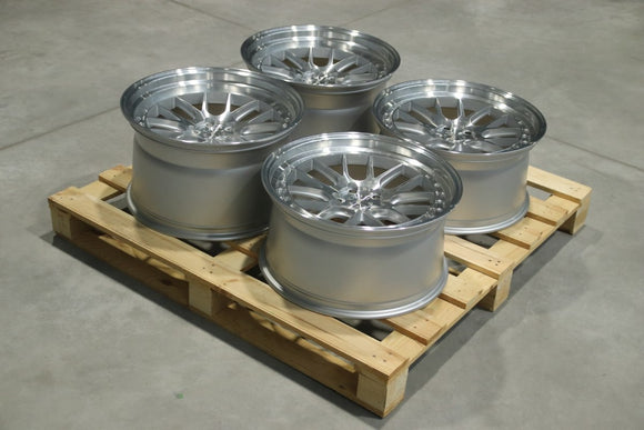 Set of JR40 19x9,5 + 19x11 ET22 5x114,3 Silver Machined Face