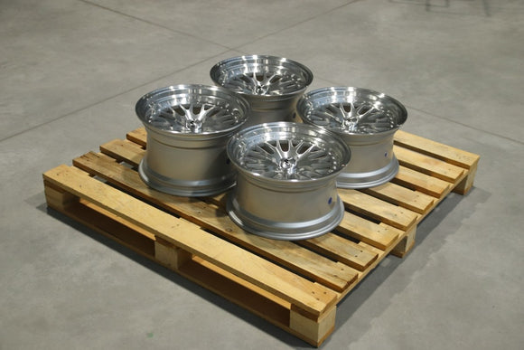 Set of JR10 15x8 ET20 + 15x9 ET0 4x108 Silver Machined Face
