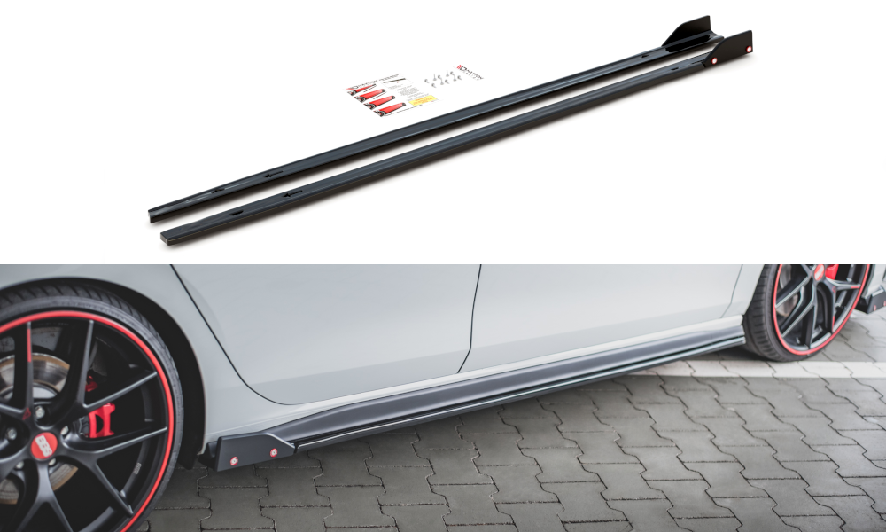 Side Skirts Diffusers V.2 + Flaps Volkswagen Golf 8 GTI / GTI Clubsport