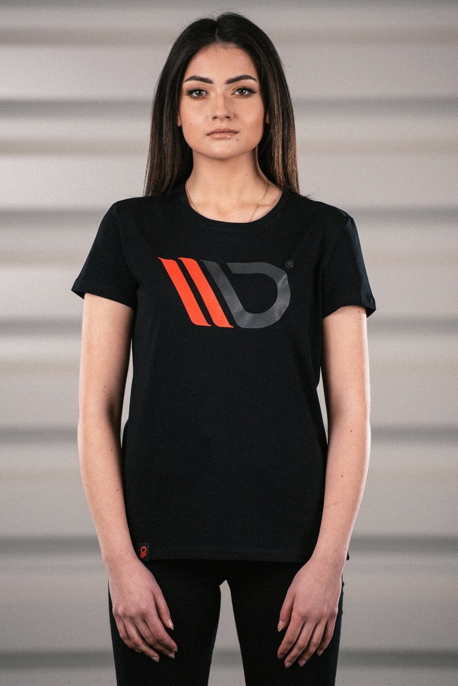 Womens Black T-shirt with red logo
