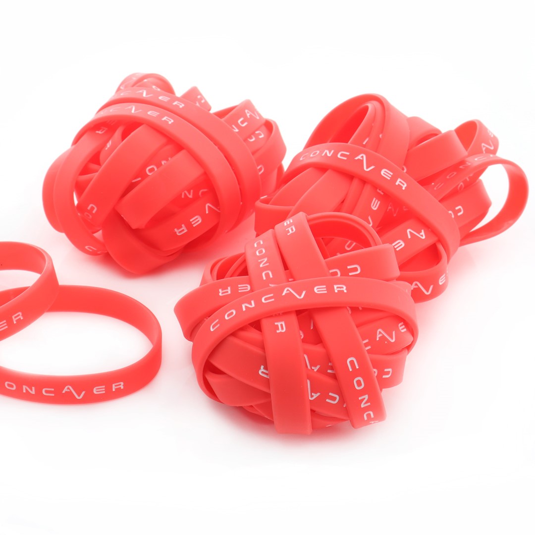 Package of Concaver Silicone Wristbands 50pcs