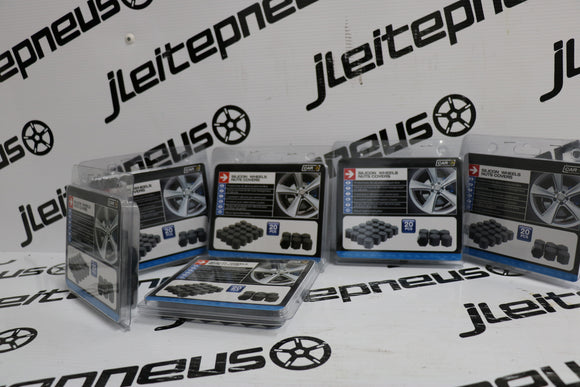 Kit Novo Tampas 19mm pretas para parafusos de Jantes