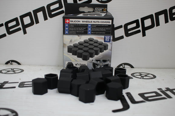 Kit Novo Tampas 17mm pretas para parafusos de Jantes